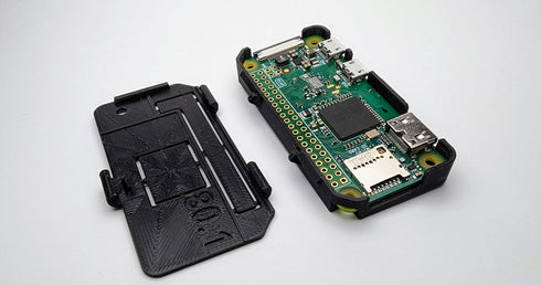 Compact Raspberry Pi Zero Protective Case, Black Carbon Fiber Look