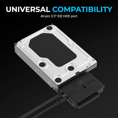 SABRENT USB Type-C to SSD/SATA/IDE Hard Drive Converter, 2.5/3.5/5.25-INCH with UL Power Supply & LED Activity Lights