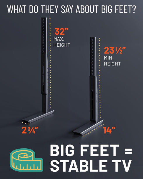 ECHOGEAR Universal Large TV Stand, Height Adjustable Base for TVs up to 77", Wobble-Free Replacement Stand