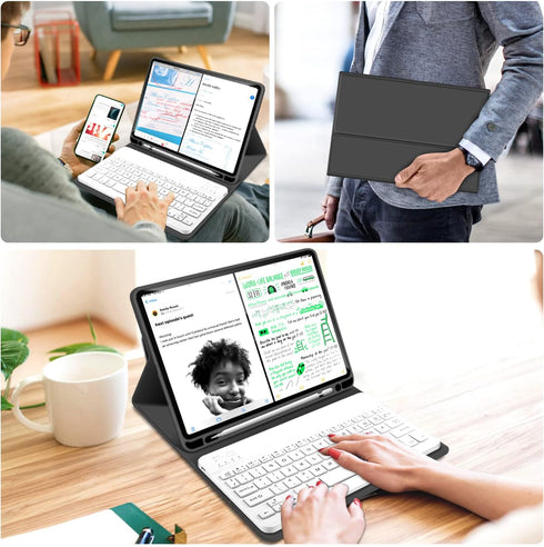 KENKE Keyboard Case for iPad Pro 11 Inch, Detachable Wireless Bluetooth Keyboard with Pencil Holder, Black