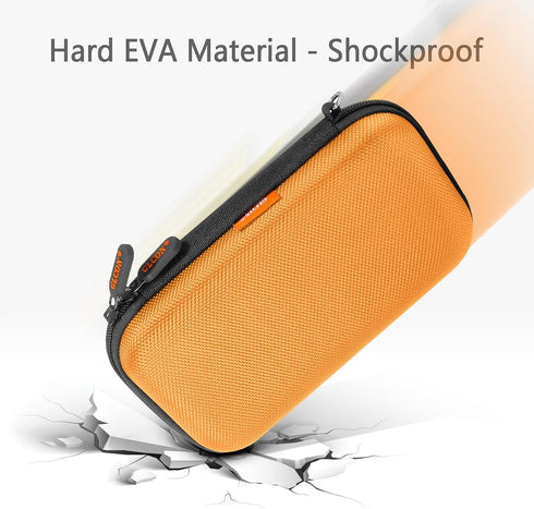 GLCON Orange Shockproof Hard EVA Carrying Case Travel Pouch for External Hard Drive, Power Bank, Cell Phone, Cable