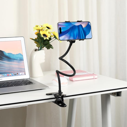 Gooseneck Phone Holder, 360° Adjustable Lazy Bracket, Universal Mobile Phone Stand for Bed/Desk, Compatible with All