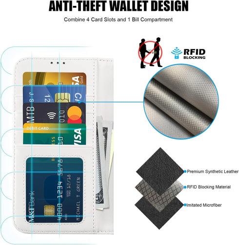 LUMARKE iPhone 13 Wallet Case - Detachable Flip Folio Cover, RFID Blocking 4 Card Slots, Premium Leather Kickstand