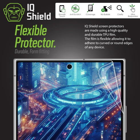 IQShield 2 Pack Clear TPU Film Screen Protector for Samsung Galaxy S24 Ultra, Bubble-Free Installation,