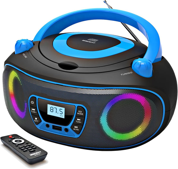 WIITHINK Portable Radio CD Player Boombox with Bluetooth,FM Radio,USB MP3 Playback,AUX-in,Headphone Jack,MP3 CDs