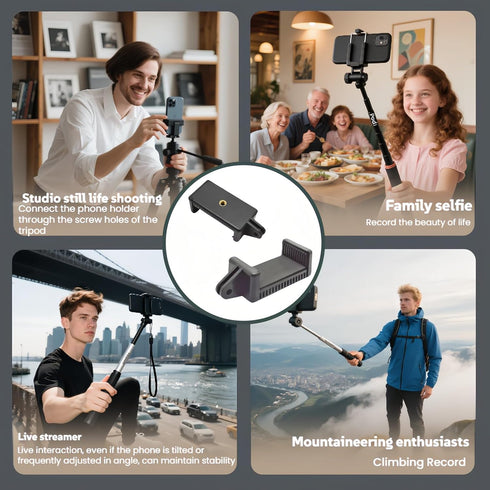 FANBODTA 55-85mm 360 All Phone Holder No Tools Needed! Spring Clamp Fits Phones, Sturdy E-Base for Car Rides, Zoom
