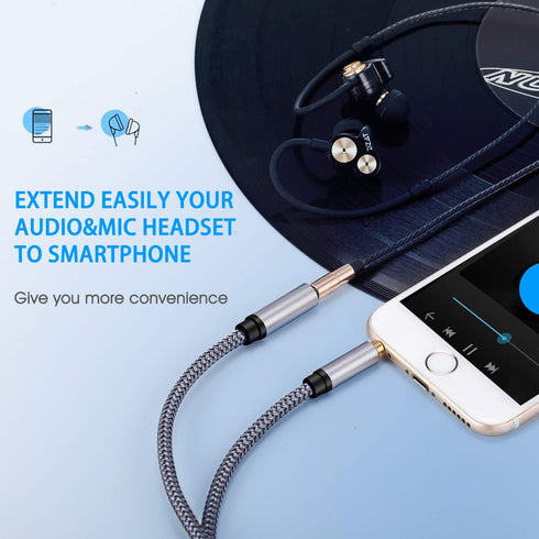 Tan QY Audio Extension Cable 6Ft, 3.5mm Stereo Jack Male to Female, Stereo Jack Cord for Phones, Headphones, Speakers