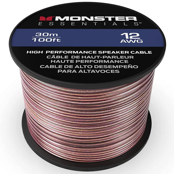 Monster XP Copper Clad Aluminum (CCA) Speaker Wire, 12 Gauge Cable, 100 FT Spool, Ideal for Home Cinema and Car Audio