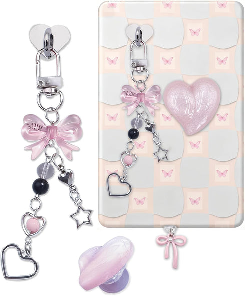 QYRCXX Cute Charm Set with Dust Plug Type C/USB C &Heart Grip Holder