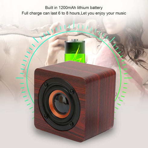 Heayzoki Wooden Retro Bluetooth Speaker, Vintage Bamboo Wood Home Audio Speakers with Subwoofer, Mahogany Grain