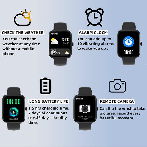 Smart Watch for Women & Men, IP68 Waterproof with Blood Oxygen, Heart Rate & Sleep Monitor for Android/iOS