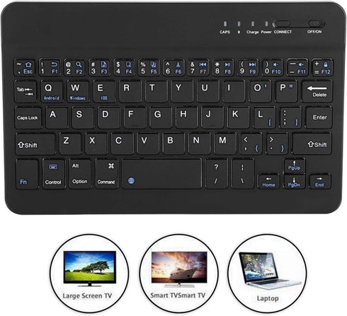 VBESTLIFE 7in Slim Lightweight Bluetooth Keyboard for Android iOS Win, Portable Aluminum Alloy Wireless USB Keyboard