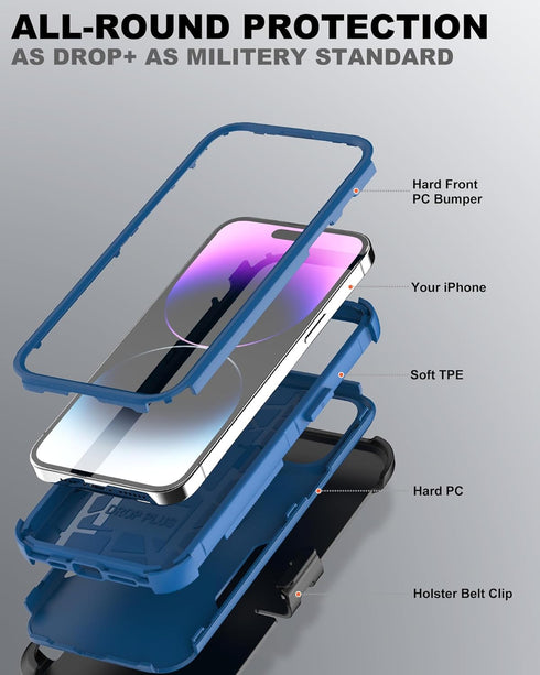 HayyaCase 15 [2X 15 6.1", for iPhone Case with Belt Clip : Heavy Duty Military Grade Drop Protective Case Screen