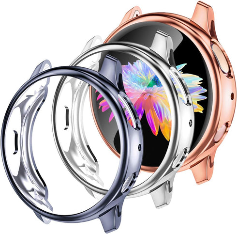 GEAK 3 Pack Full Cover Screen Protector Case for Samsung Galaxy Watch Active 2, Silver/Gray/Rosegold
