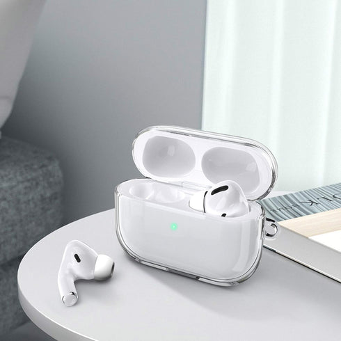 ULAK Clear Case for Airpods Pro 1st Generation, Soft TPU Transparent Shockproof Cover with Keychain, Front LED Visible