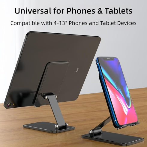 Briteroh Foldable & Height Adjustable Phone Stand for Desk, Carbon Steel Stable Cell Phone Holder, Universal
