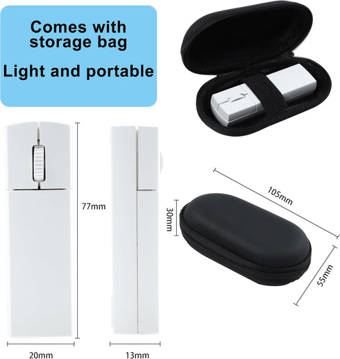 Wireless Bluetooth Mouse, Dual Mode (BT+2.4G) Noiseless Charging Mouse with Storage Case, 1200 DPI Ultra-Thin Portable