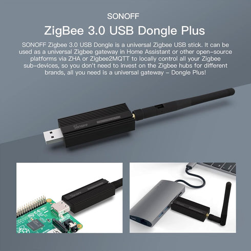 SONOFF Zigbee 3.0 USB Dongle Plus Gateway, Universal USB Adapter with Antenna for Home Assistant, 1 Pack