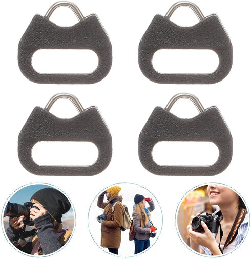 4 Sets Metal Triangle Split Ring Hooks for Camera Straps with Brackets, Heavy-Duty Triangle Ring Hooks for Mirrorless