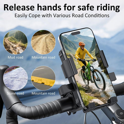 Prjrsme 4.7-6.8 Inch Bike Phone Holder, Handlebar Phone Mount for Bike and Motorcycle, Electric Scooter Mountain Bike