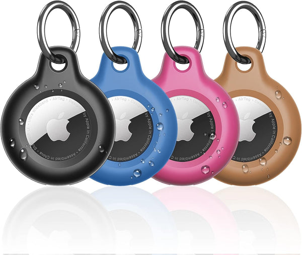Supfine 4 Pack Waterproof Airtag Holder, Full Body Protective Tracker Case with Loop Key Ring for Apple Tags