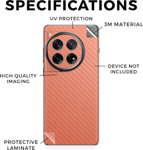 MIGHTY SKINS 12 (2024) 3M Carbon Fiber Phone Skin Compatible with OnePlus - Solid Salmon - Premium Vinyl Protective