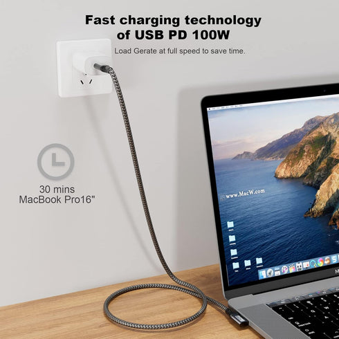 Short USB C to USB C Cable 1.65Ft, 20Gbps Data Transferring Cord 4K 100W PD Charging Compatible with Thunderbolt 3/4