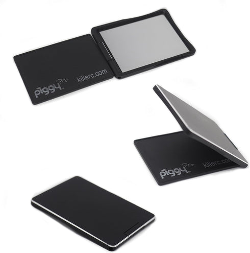 Flip Stand Adjustable Phone Stand & Grip with Compact Mirror, Compatible with Magnet Car Mount, Silver