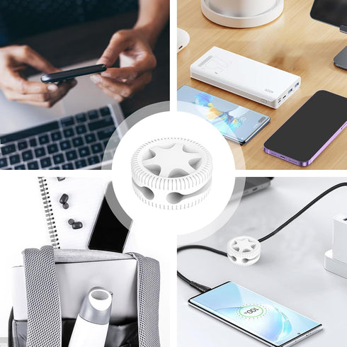 Generic Cable Holder Clips Double Slot Car Tire Shape, Portable, Desk Computer Phone, Tablet Nightstand Study Room Dorm