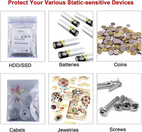 20Pcs Small Antistatic Bags, 3 x 5in Shielding ESD Bag for HDD, SDD & Electronics with Anti-Static Stickers