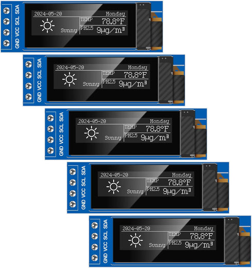 MakerFocus 5pcs 0.91 Inch I2C IIC OLED Display Module 128 x 32 Pixel