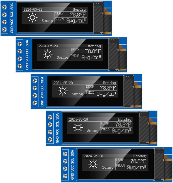 MakerFocus 5pcs 0.91 Inch I2C IIC OLED Display Module 128 x 32 Pixel