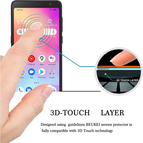 beukei (3 Pack) Compatible for Alcatel TCL A3 (A509DL) Screen Protector Tempered Glass, (5.5 inch) Touch Sensitive,Case Friendly, 9H Hardness