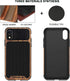 TENDLIN Compatible iPhone XR Case, Wood Grain with Carbon Fiber Texture Design, Black Leather Hybrid Slim Case