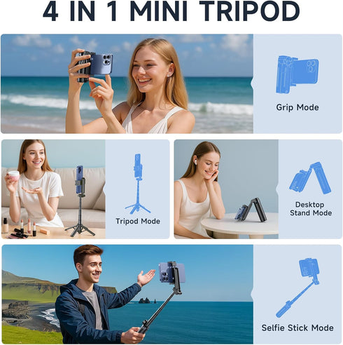 Hesheng MINI Selfie Stick for Phone,Portable Small Size Travel Compact Phone Selfie Stick with Detachable Bluetooth