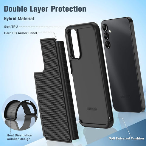FNTCASE Dual Layer Heavy Duty Case for Samsung Galaxy A15-5G, Shockproof Rugged with Non-Slip Textured Back (2024, 6.5