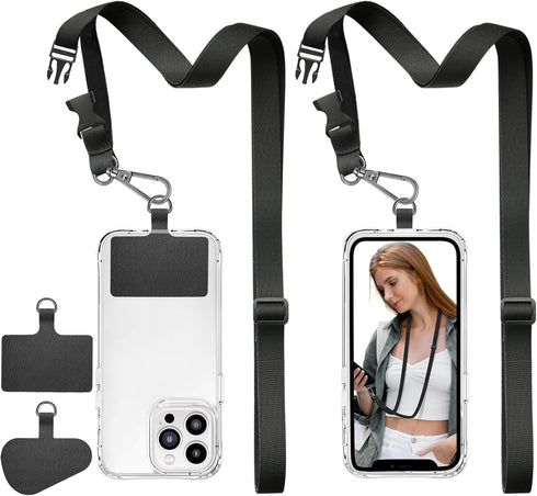 ROCONTRIP 2X Phone Lanyard Crossbody Strap with 2 Phone Patch, Adjustable Neck Strap for Travel Shopping Walking