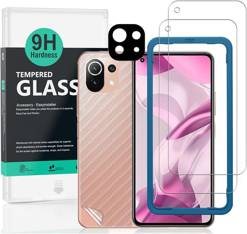 Ibywind Screen Protector for Xiaomi 11 Lite 5G NE/Mi 11 Lite 5G/4G with 2Pcs Tempered Glass, 1Pc Camera Lens Protector,