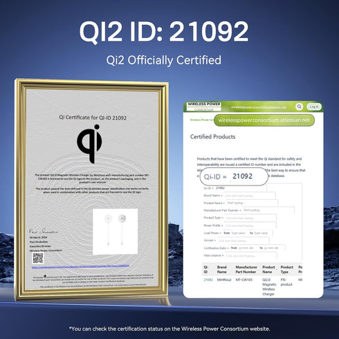 Qi2 Magnetic Charging Pad, Minthouz Wireless Charger with 20W Power Adapter, Fast Charging for iPhone 16/15/14/13/12