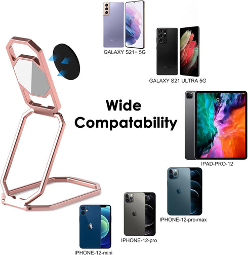 360° Rotation Phone Ring Holder, Metal Grip for Magnetic Car Mount, Compatible with Most Smartphones