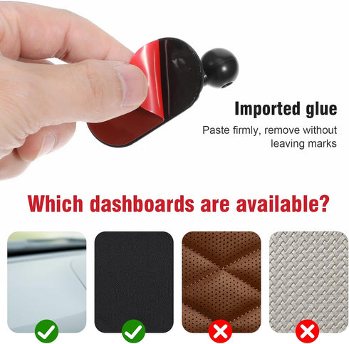 Andibro 2Pack 17mm Adhesive Ball Mount Replacement with Sticky Adhesive Pads, Sticky Ball Mount for Car Dashboard
