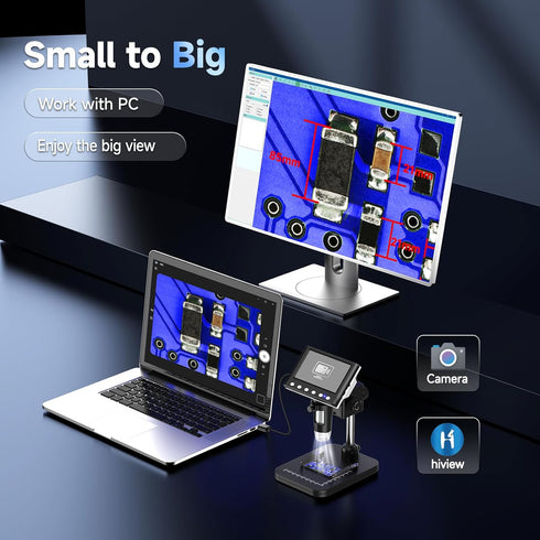 LPM7 4.3" Coin Microscope, IPS Digital Microscope for Adults, Coin Magnifier with 8 LED Lights