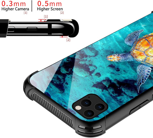 CARLOCA Sea Turtle Pattern Case for iPhone 13 Mini, Design for Girl Boy Shockproof Anti-Scratch Case for iPhone 13 Mini