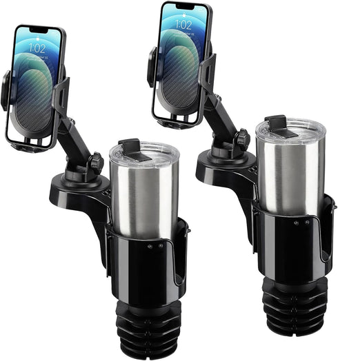 JOYTUTUS Cup Holder Phone Mount for Car, Large Car Cup Holder Adapter with 360 Degree Rotation (2 Pack)