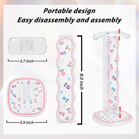 CamyCosy Headphone Stand Gaming Headset Holder for Desk,Clear Tulip Flowers Pattern Cellphone Stand Earphone Stand Desk Accessories for All Headphones Size