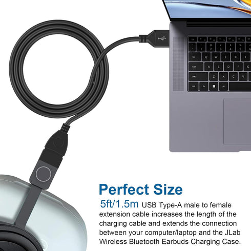 JBuds Air Charger for JLab Go Air Pop/Sport, Epic Air ANC/Sport ANC, 5ft Charging Case