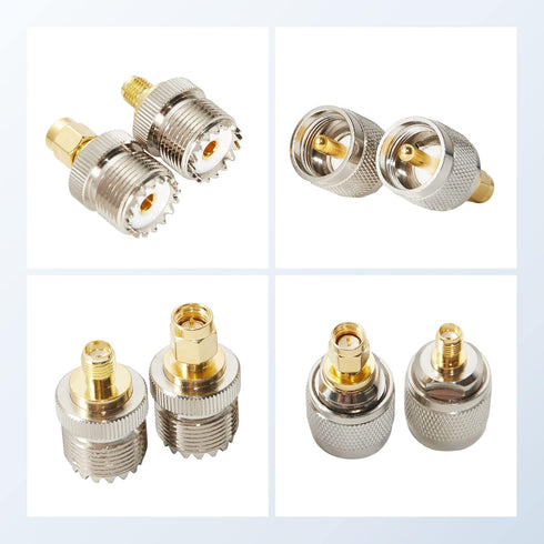 Anina 4pc SMA - UHF FR Coaxial Connector Kit, SMA to PL259 UHF VHF Crimp Coax Adapter for CB Radio