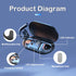 Open-Ear Wireless Bluetooth Headphones, Noise Cancelling Earbuds with LED Display, Wireless Charging Case