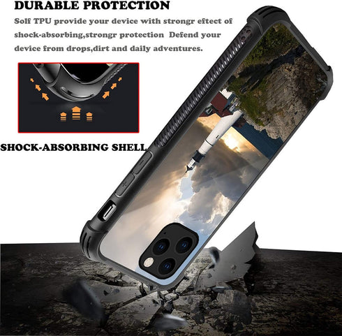 CARLOCA Shockproof Anti-Scratch Hard Acrylic Case for iPhone 13 Pro, Lighthouse Beacon Clouds Identity Graphic Design