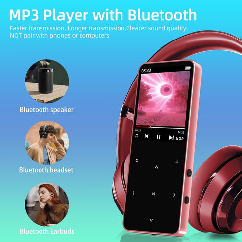 CONODO Mp3 128GB Mp3 64GB Player Bluetooth with Speaker,HiFi Sound Music Player with Bluetooth,FM Radio, Recorder